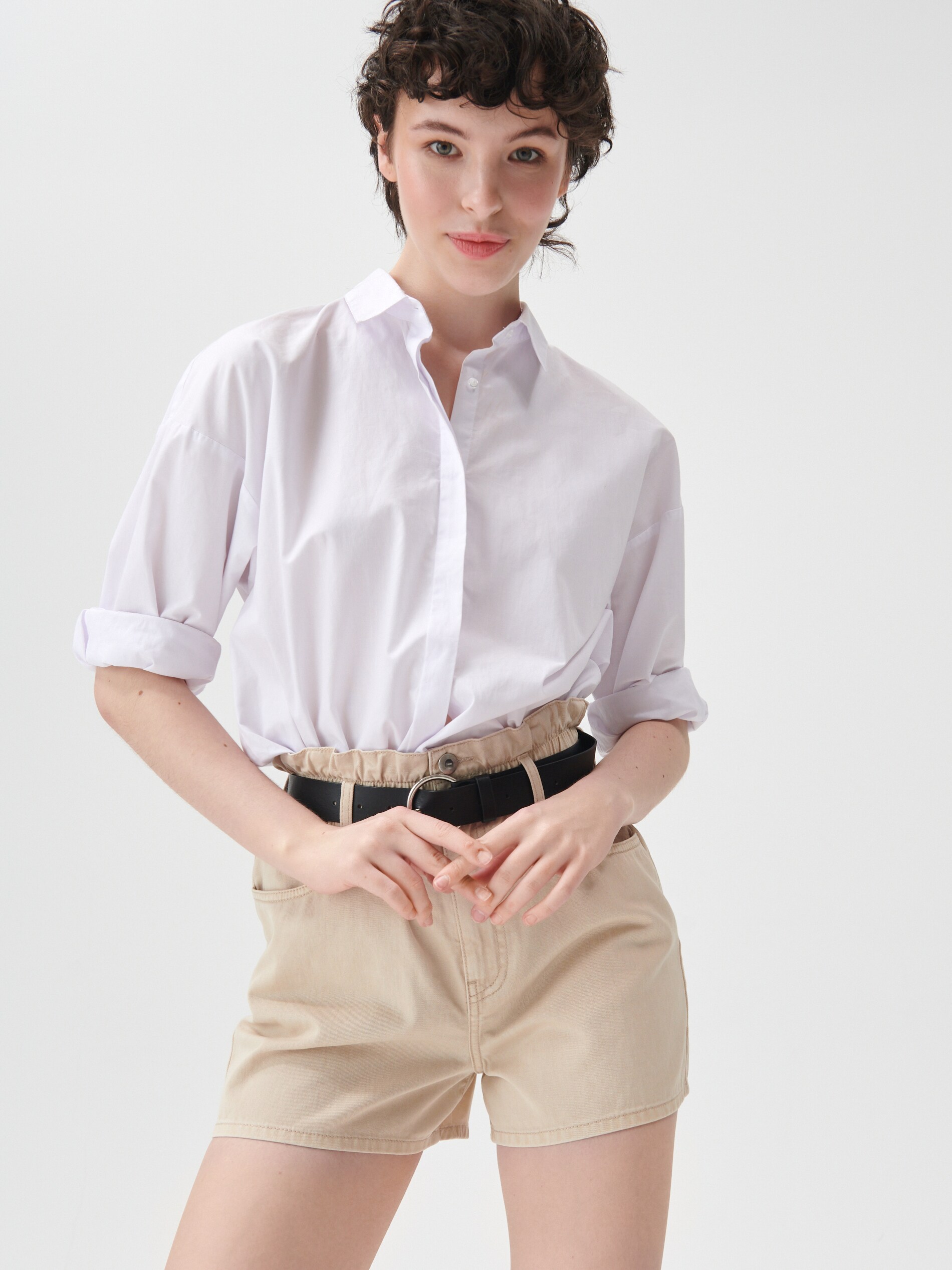 Denimové šortky paperbag