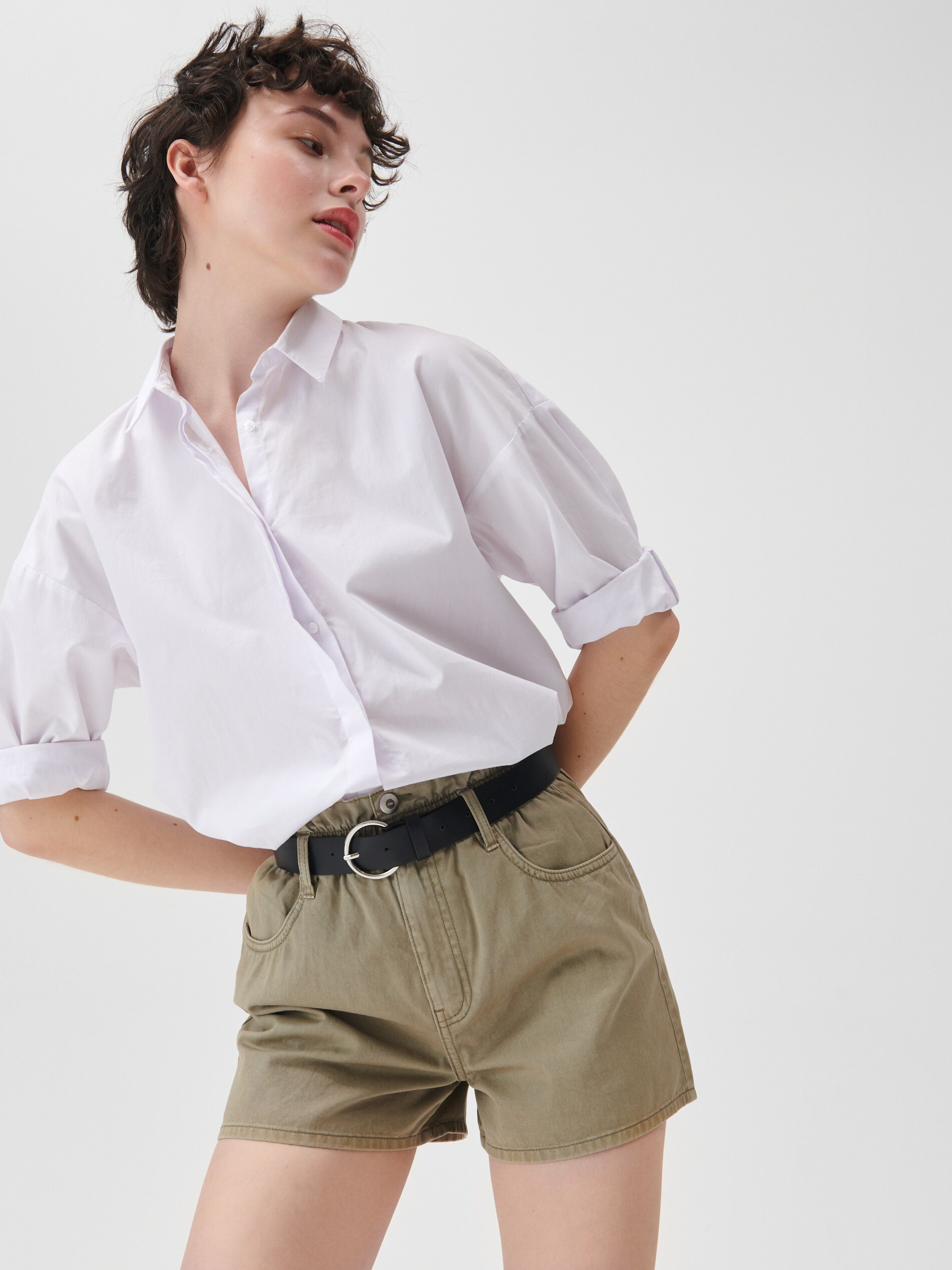 Denimové šortky paperbag