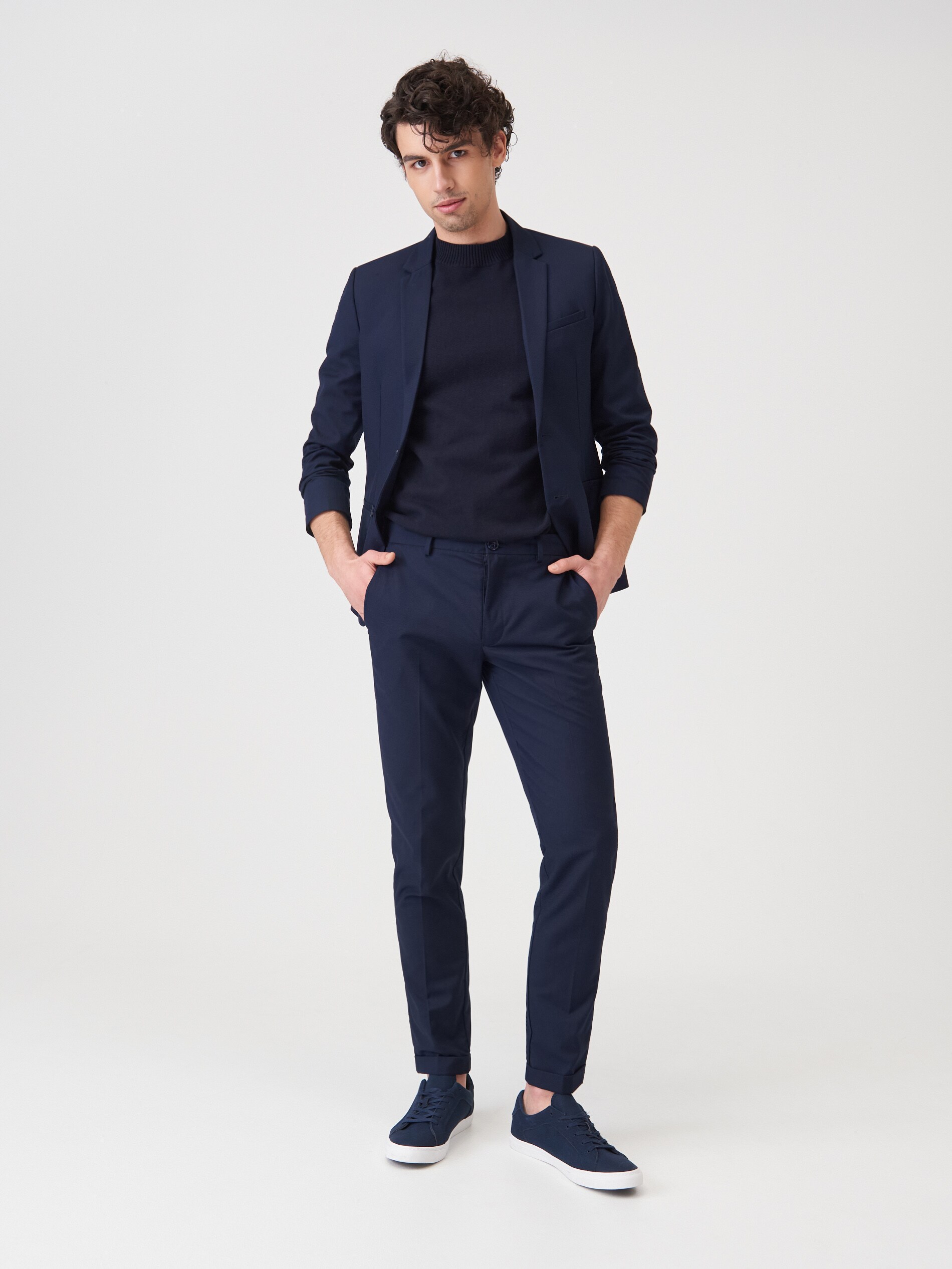 Elegantné kárované nohavice slim fit