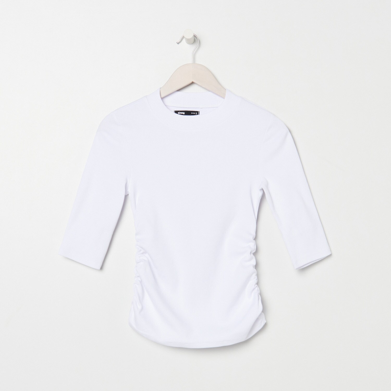 Tričko z prúžkovaného úpletu so stojačikom