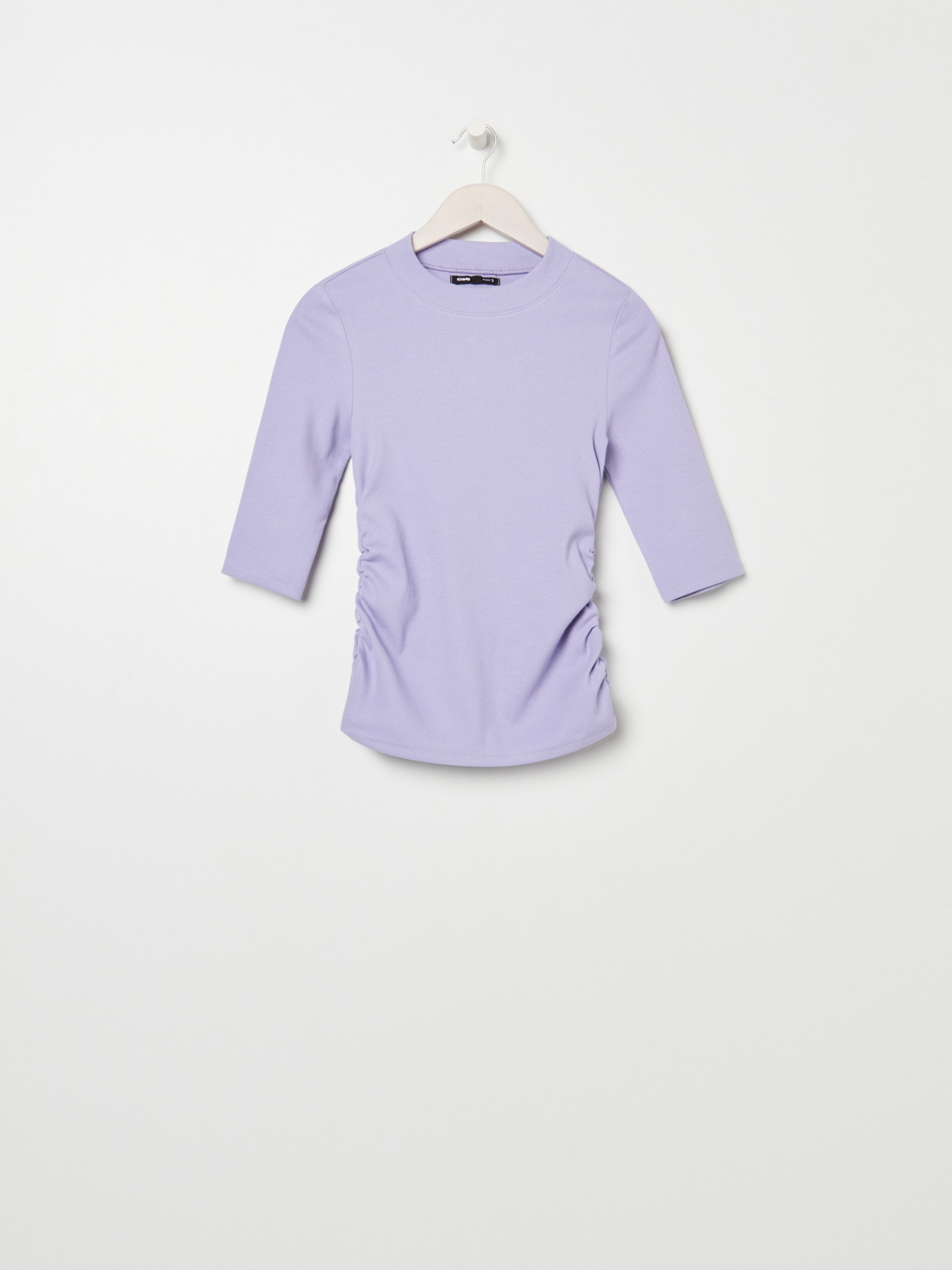 Tričko z prúžkovaného úpletu so stojačikom