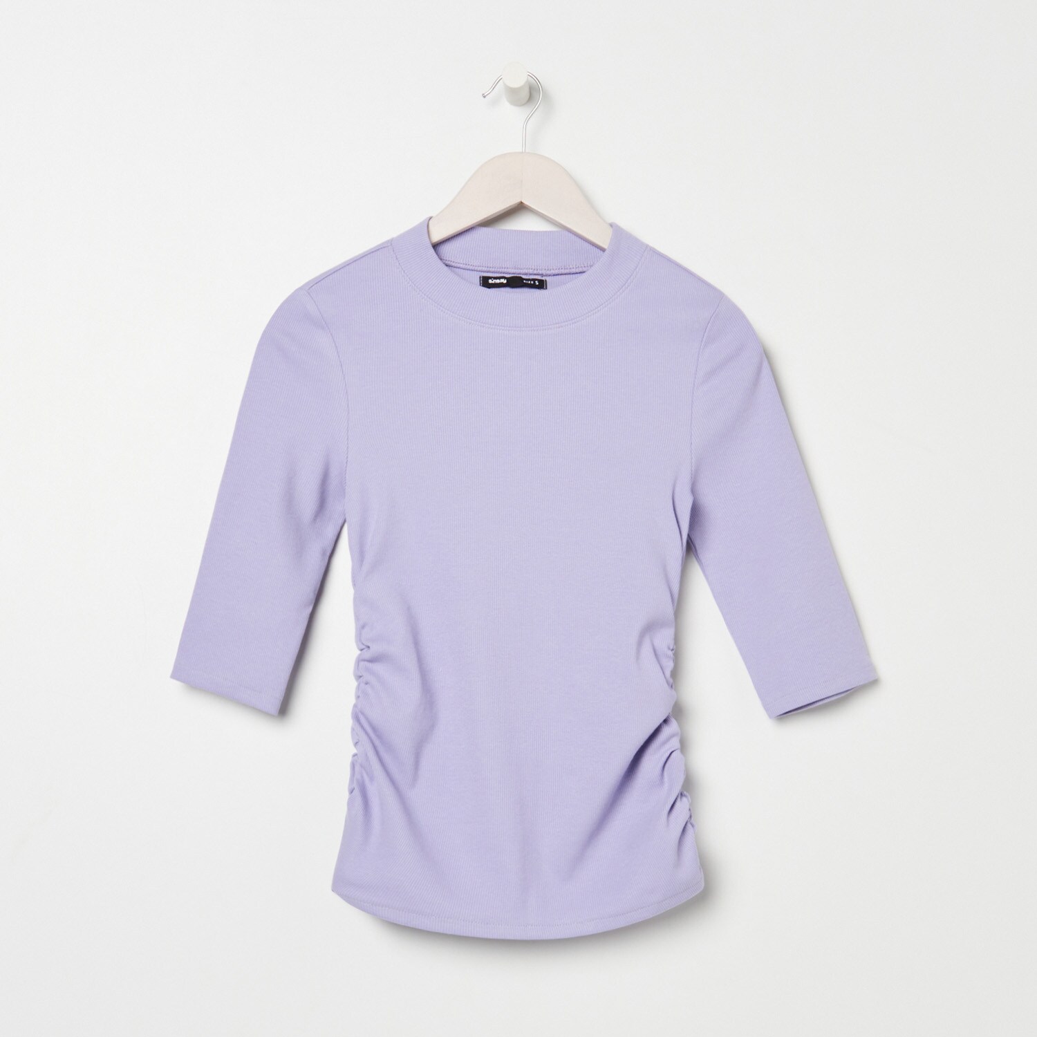 Tričko z prúžkovaného úpletu so stojačikom