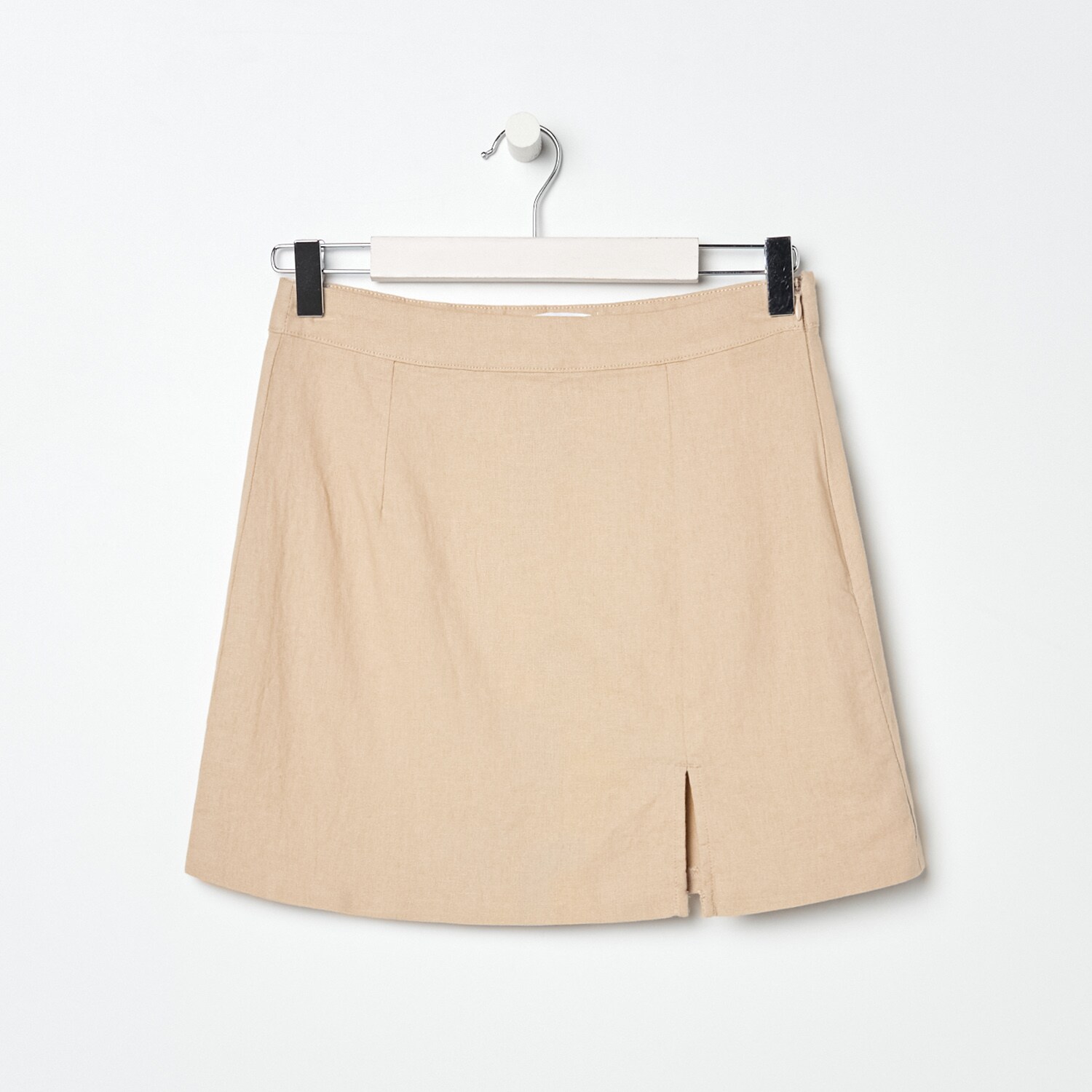 Ľanová minisukňa s rozparkom na leme