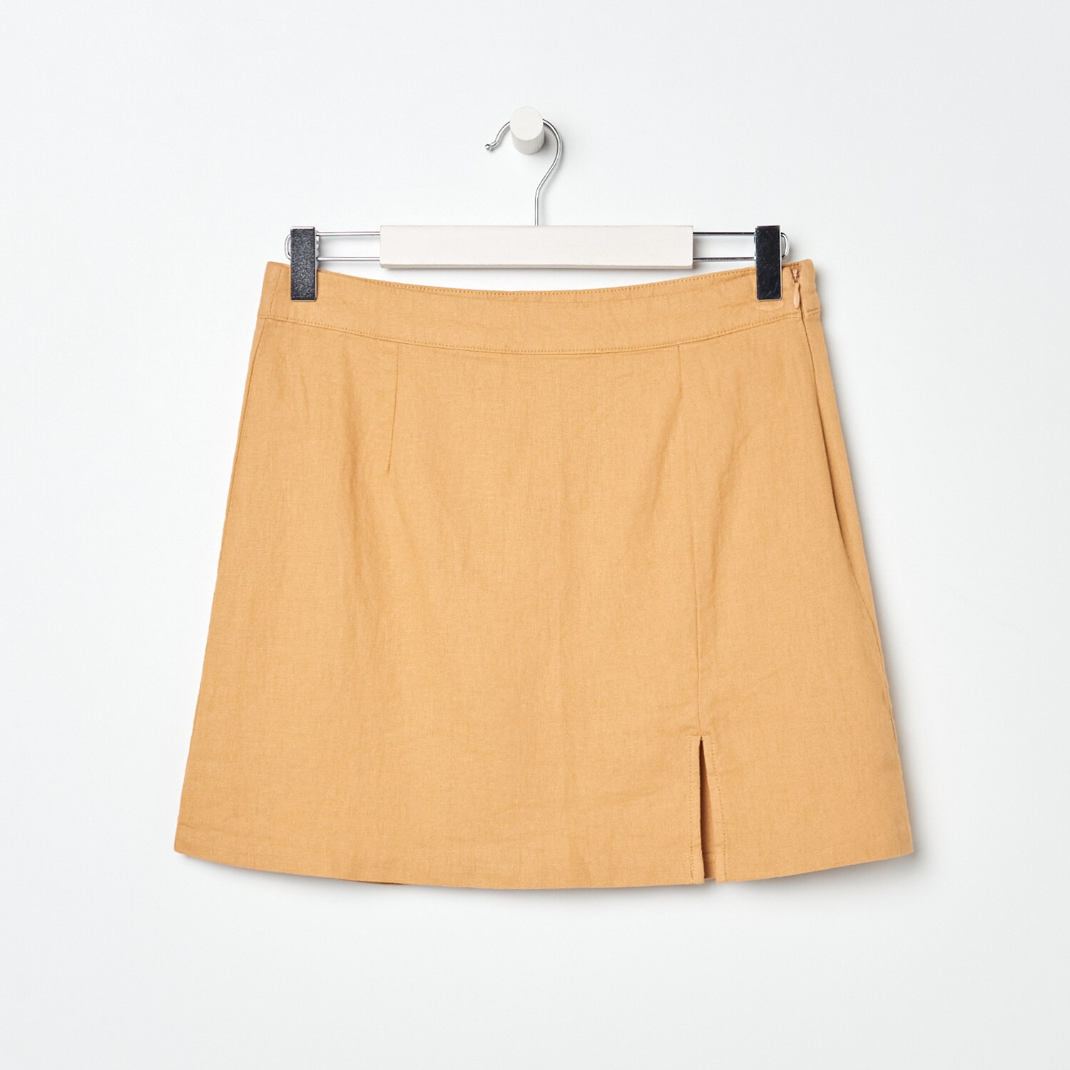 Ľanová minisukňa s rozparkom na leme