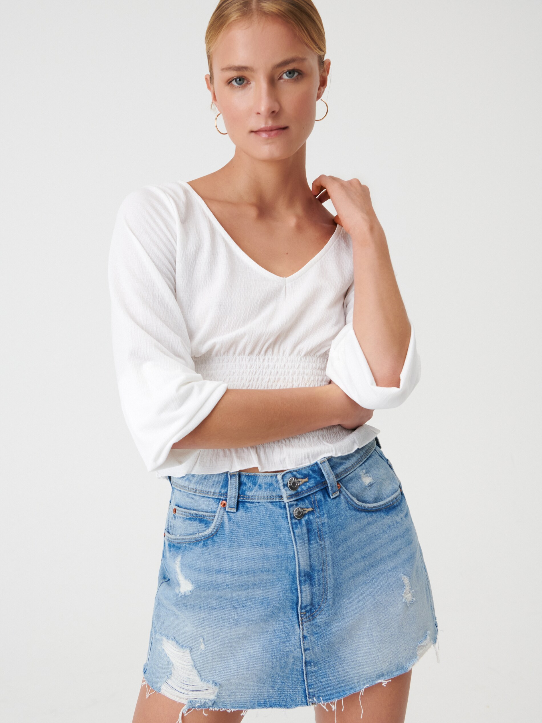 Denimové šortky so sukňou