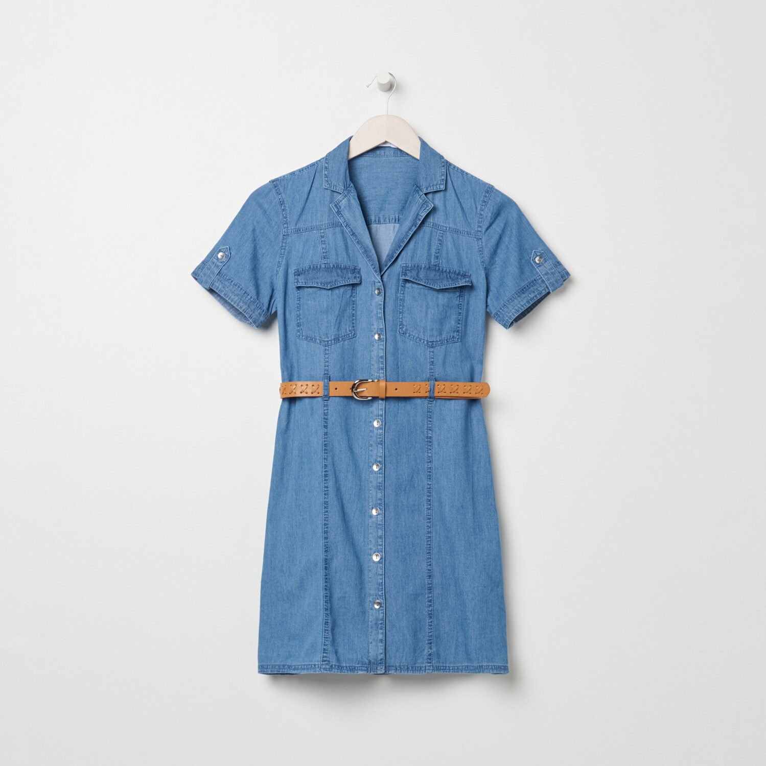 Denimové minišaty s opaskom