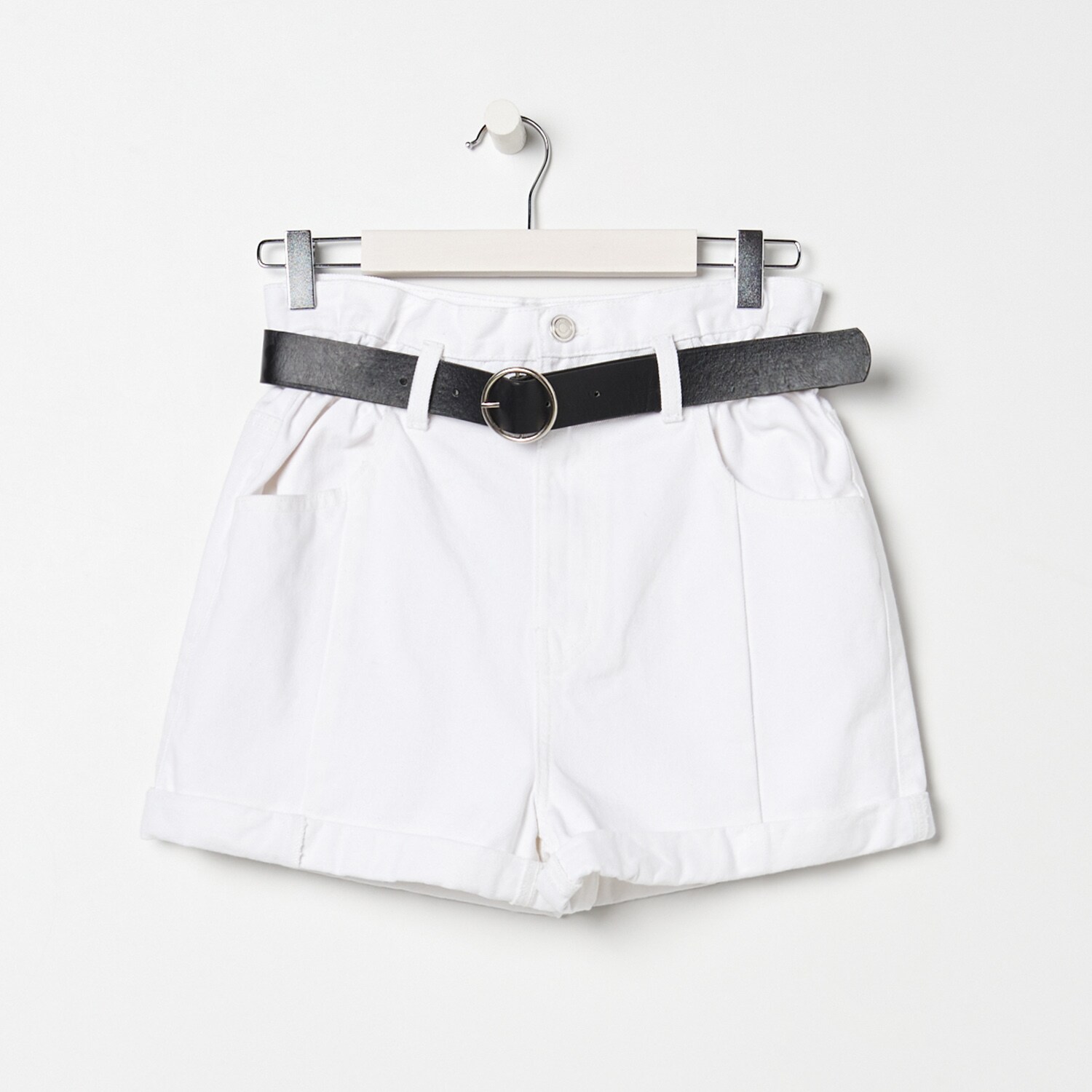 Denimové šortky paperbag s opaskom