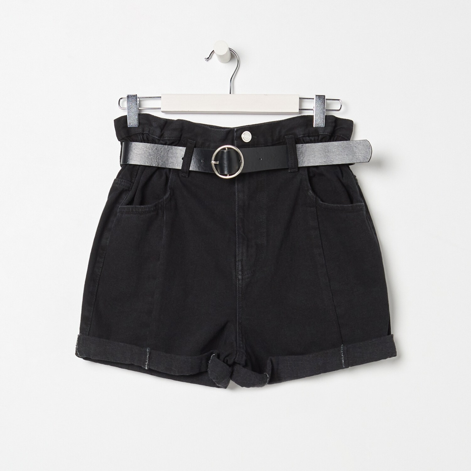 Denimové šortky paperbag s opaskom