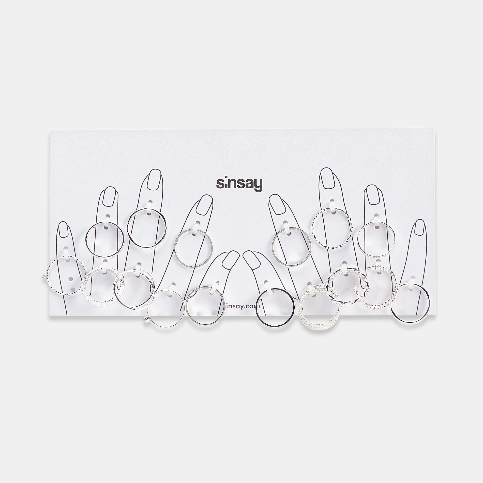 Sinsay – Set de 17 inele – Argintiu Sinsay Sinsay