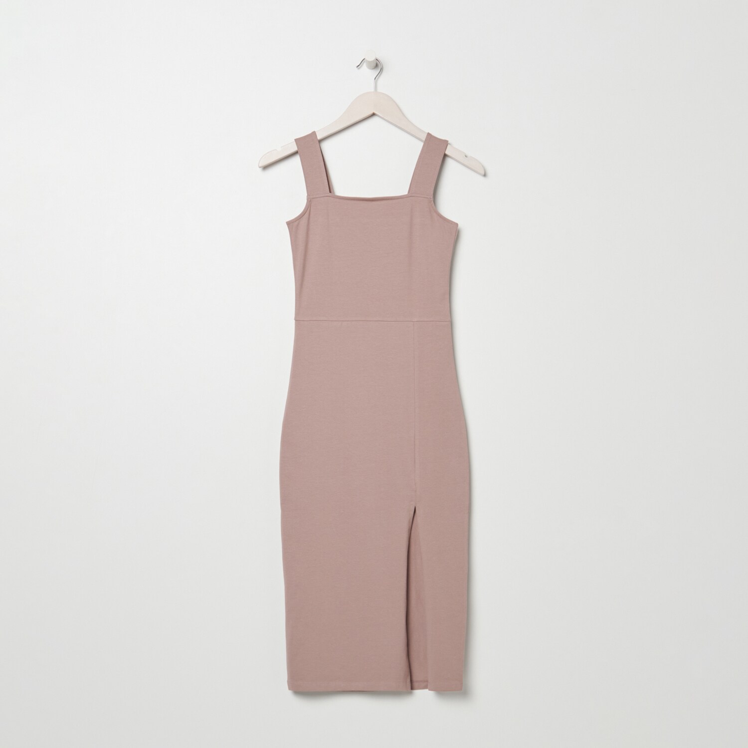 Priliehavé midišaty s bočným rozparkom