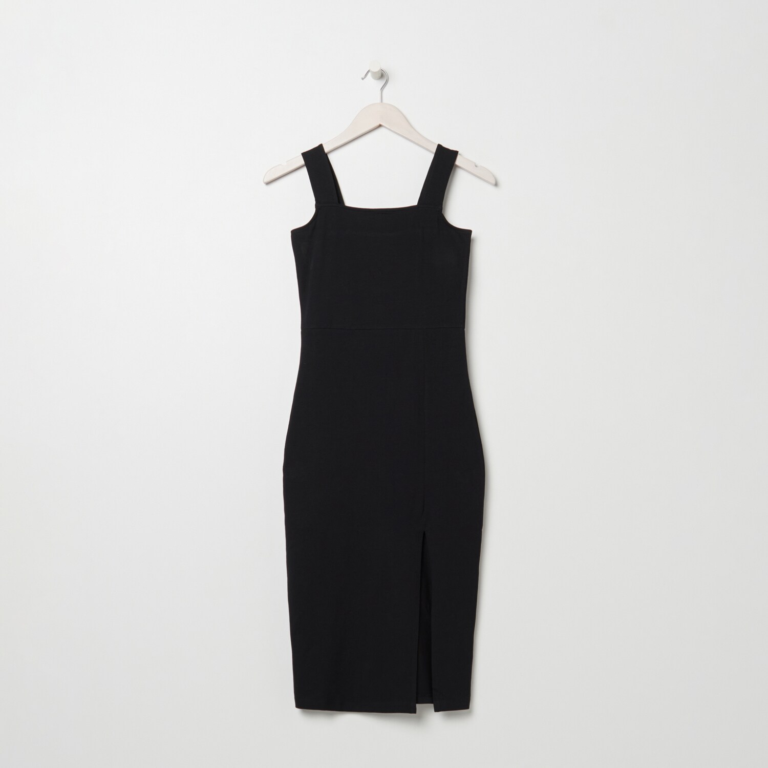 Priliehavé midišaty s bočným rozparkom