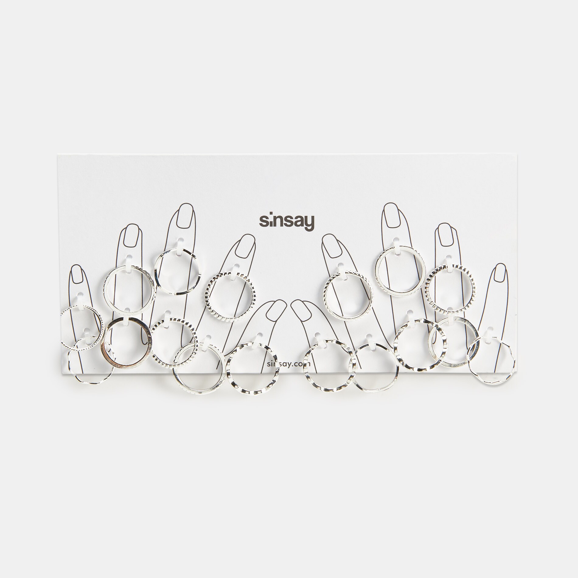 Sinsay – Set de 17 inele – Argintiu Sinsay Sinsay