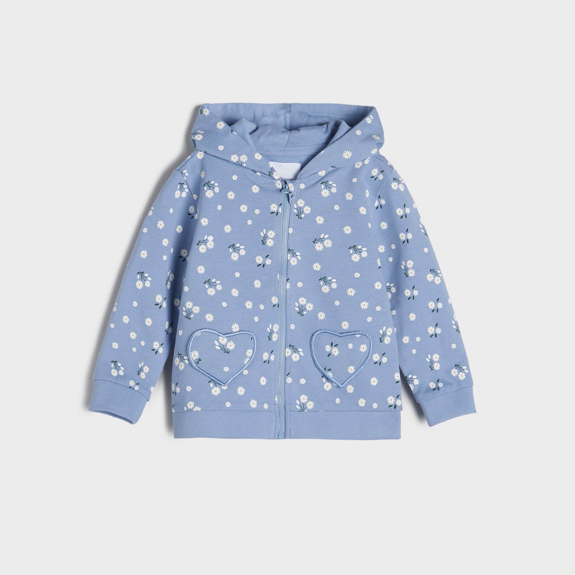 Mikina s kapucňou a potlačou s motívom margarétok