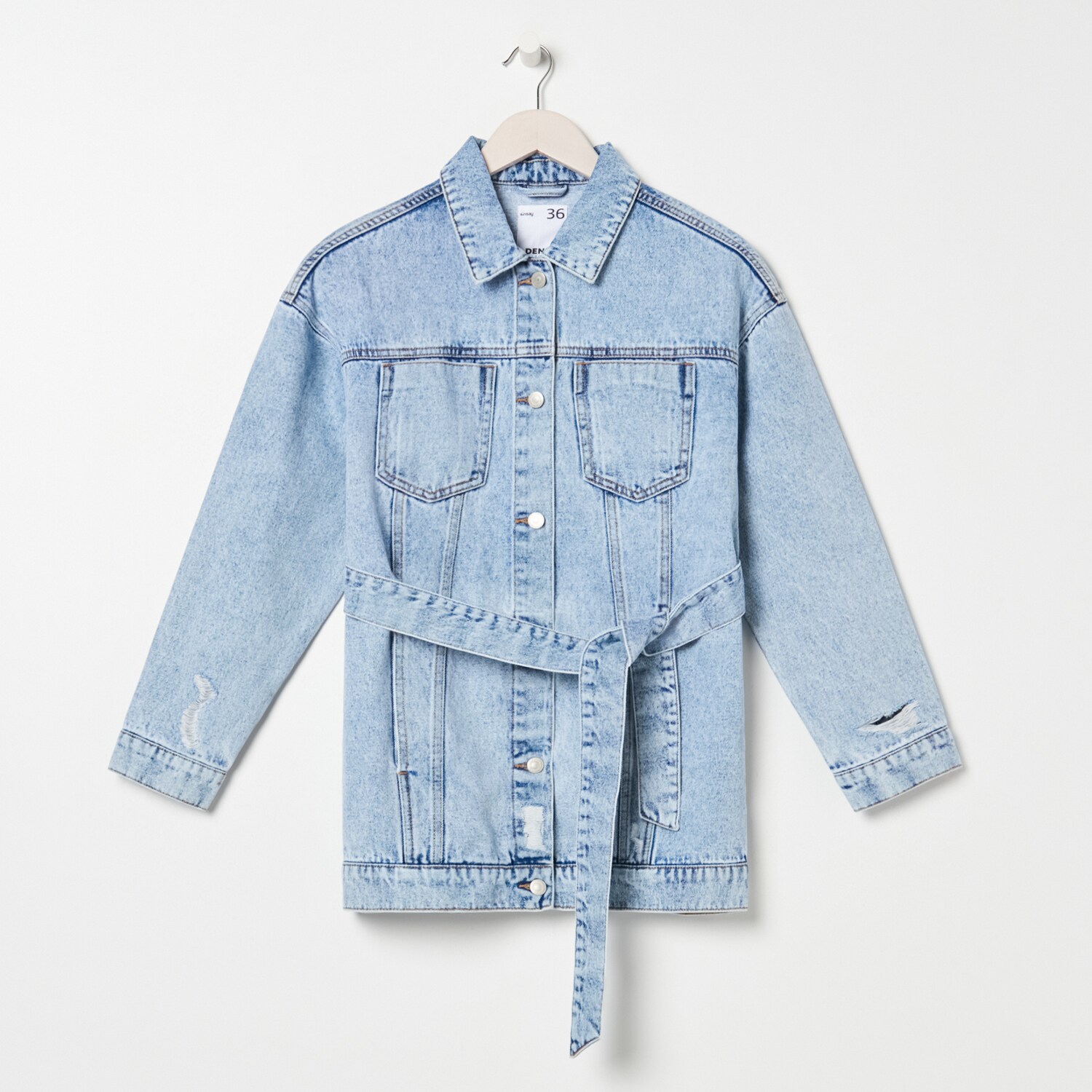 Denimová bunda s viazaním