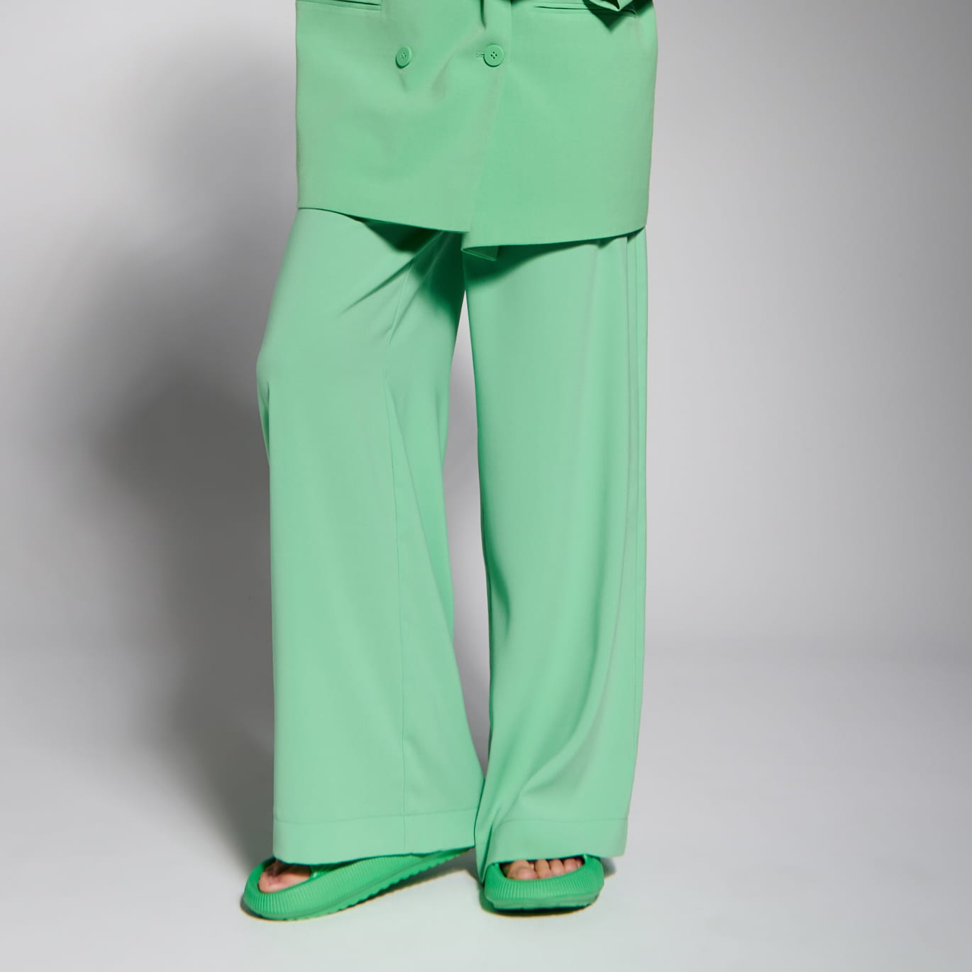 Sinsay – Pantaloni loose high waist – Verde Sinsay Sinsay