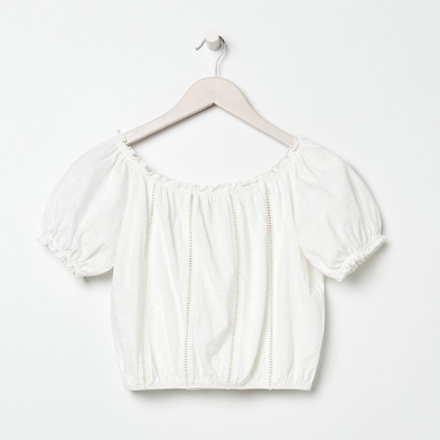 Crop top s anglickou výšivkou