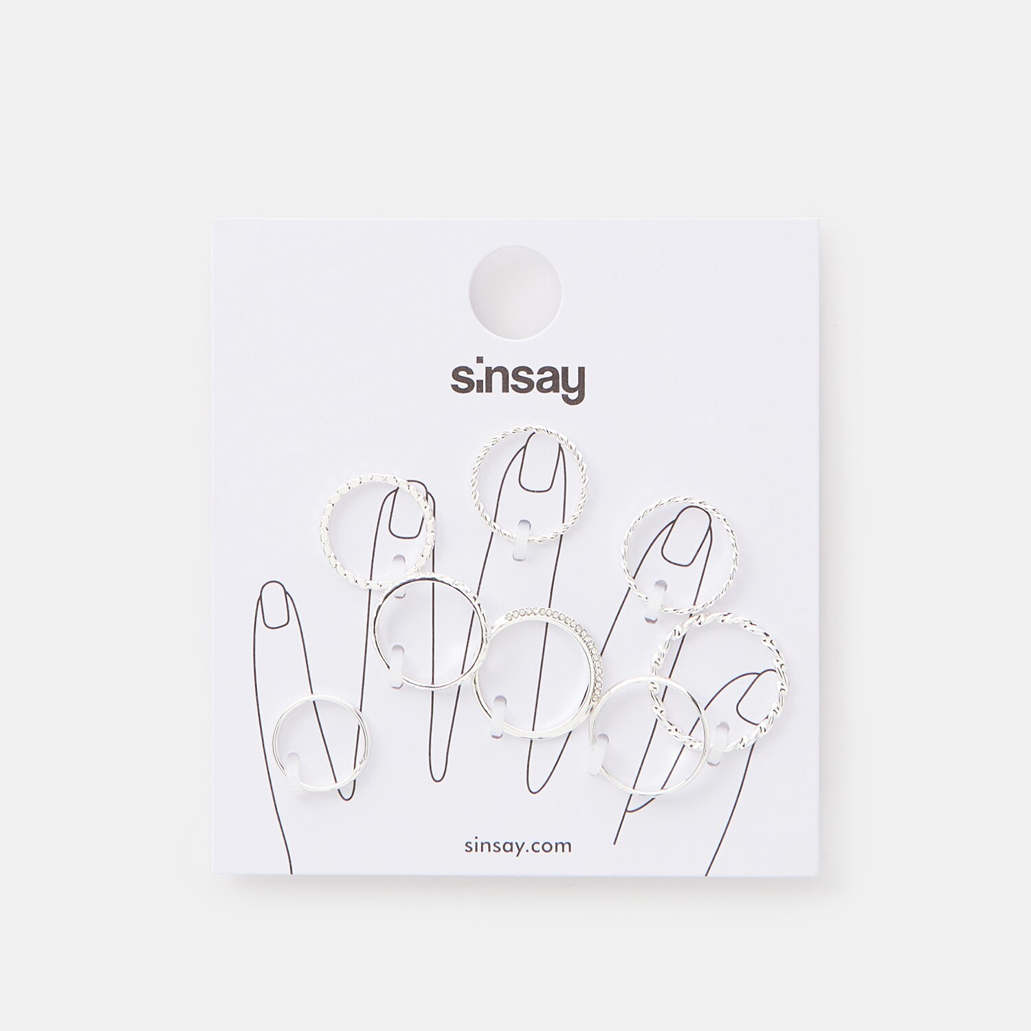 Sinsay - Set de 5 inele - Argintiu
