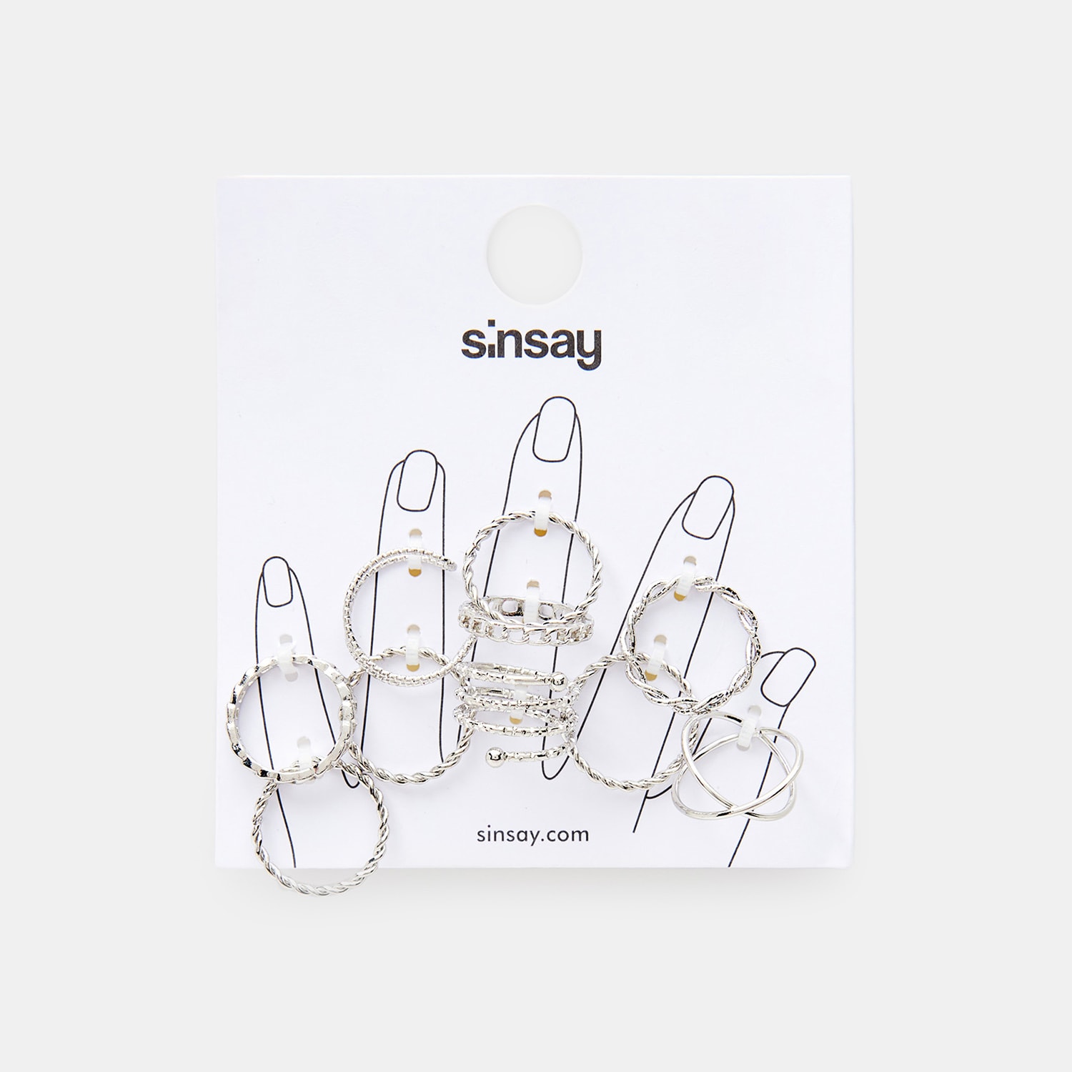 Sinsay - Set de 10 inele - Argintiu