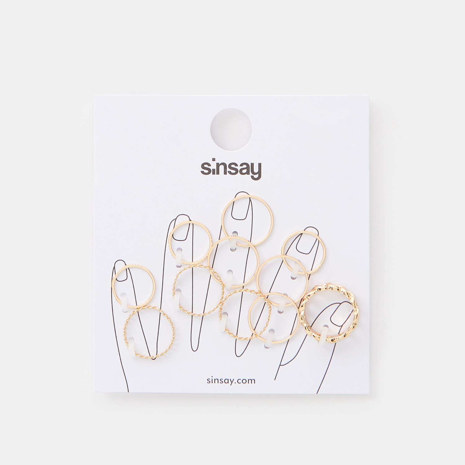 Sinsay - Set de 11 inele - Auriu
