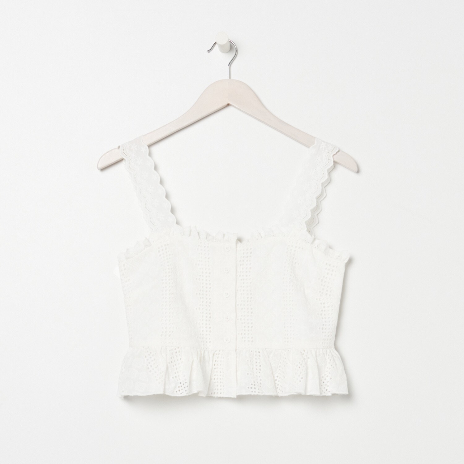 Crop top s anglickou výšivkou