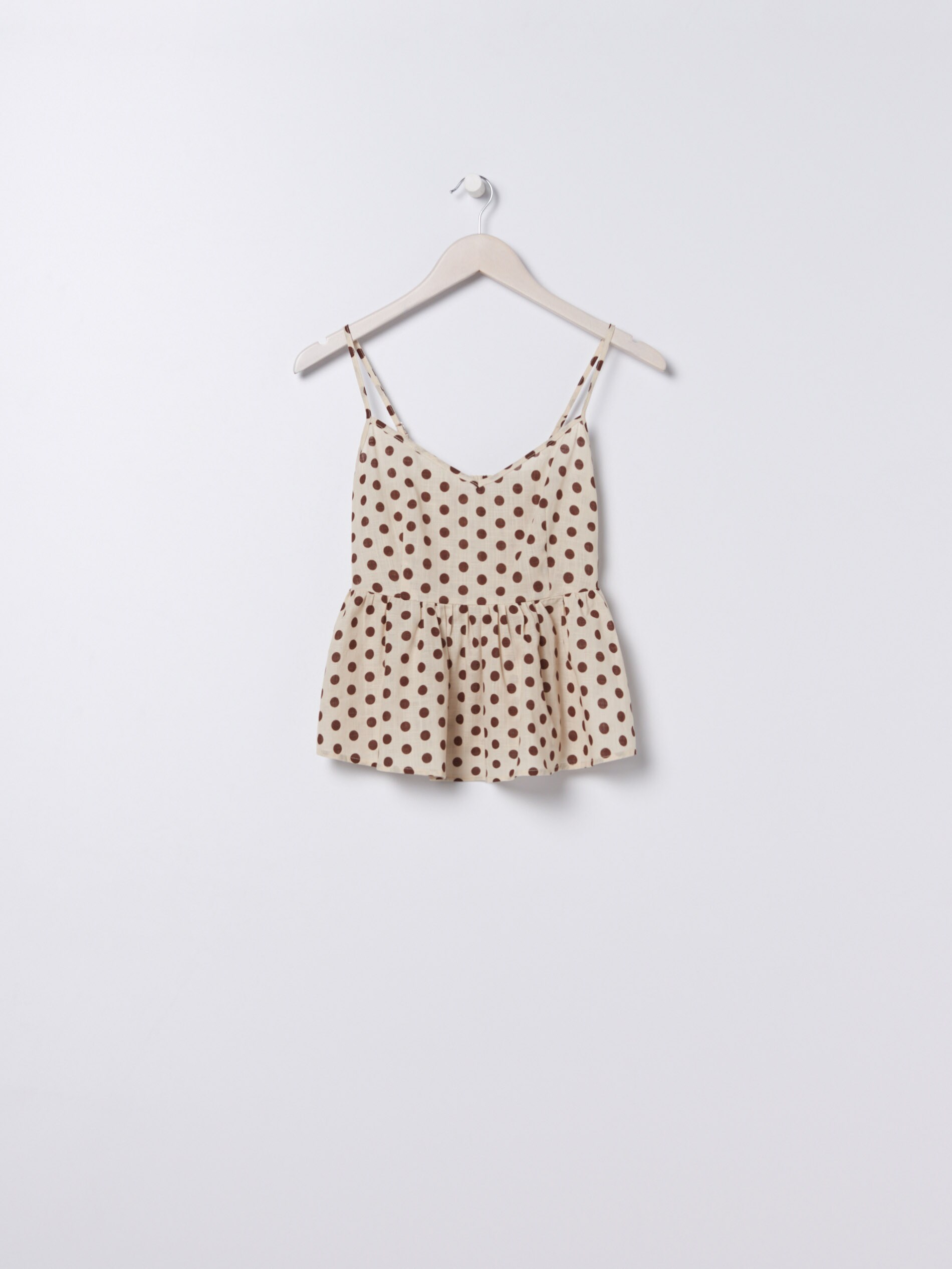 Blúzka na tenké ramienka s volánovým lemom