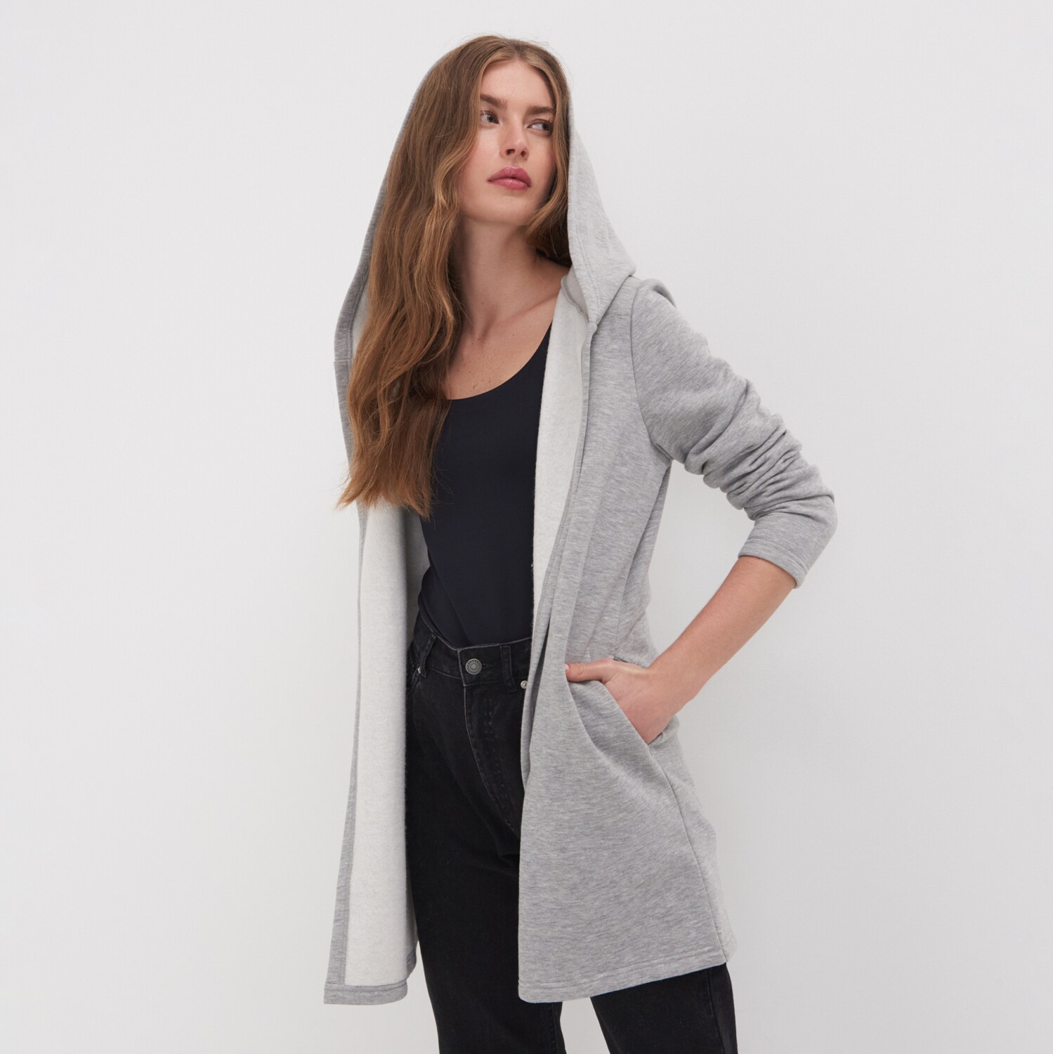 Dlhá mikina s kapucňou