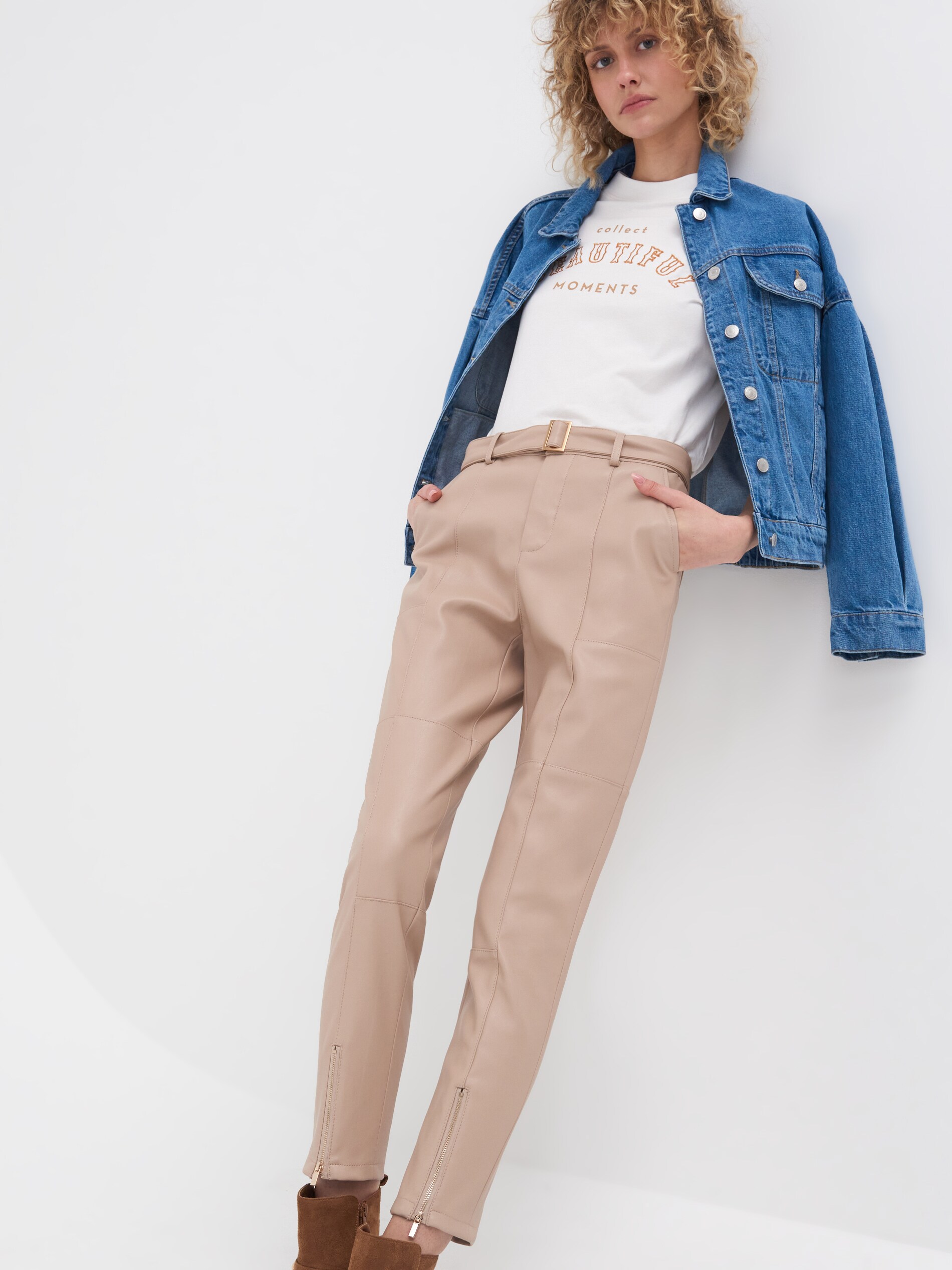 Cargo nohavice z umelej kože