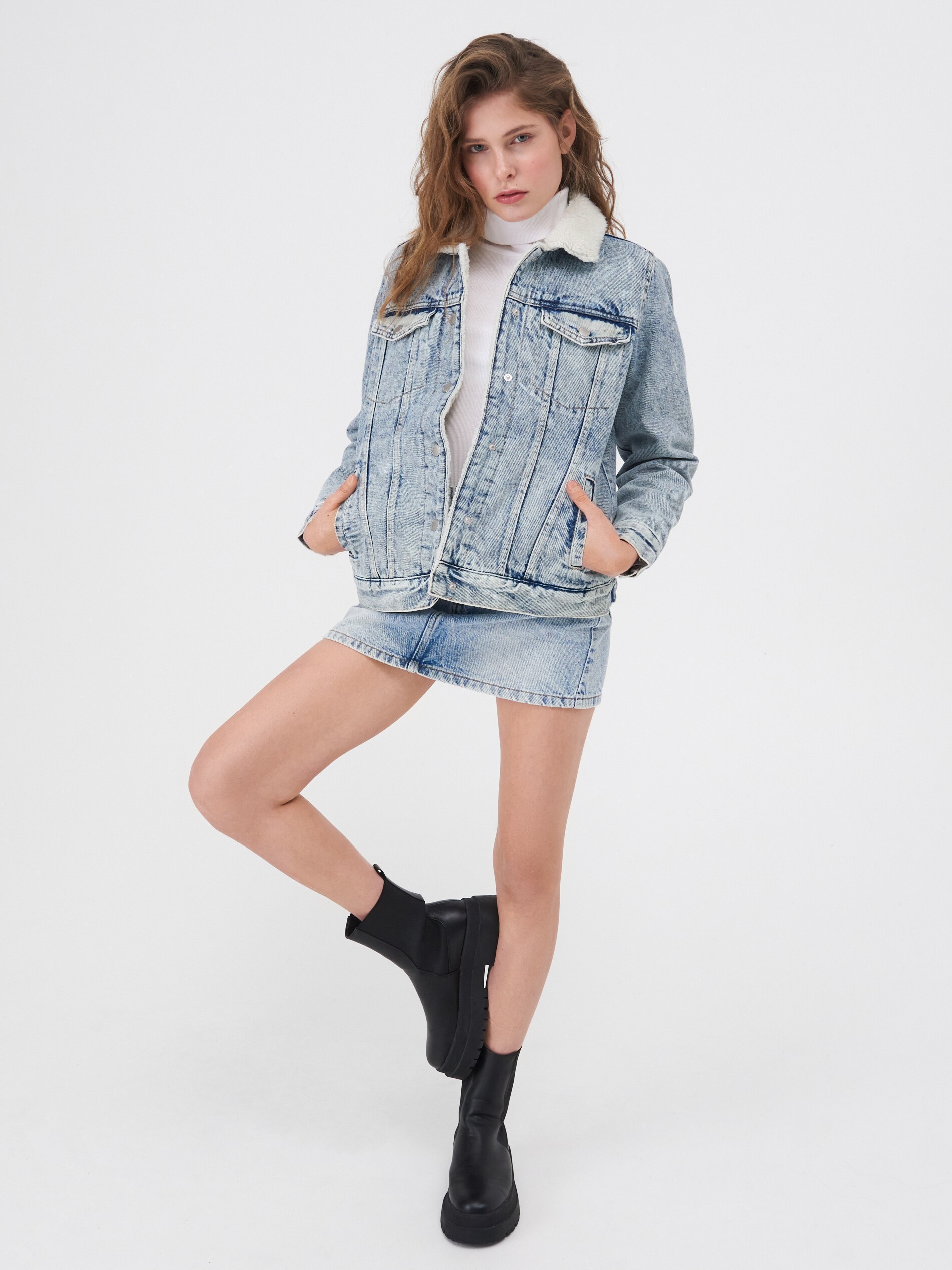 Denimová bunda s umelou kožušinou ECO AWARE