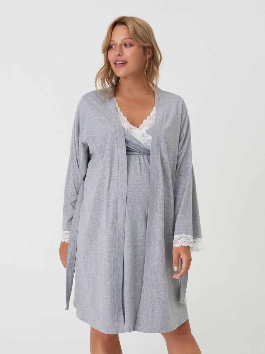 MUM dressing gown with tie waist belt 