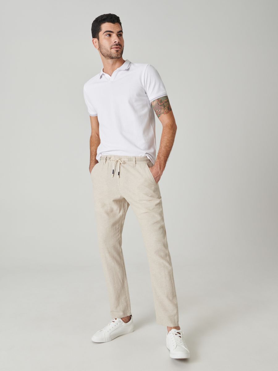 Pantaloni jogger in misto lino, SINSAY, 0820J-08X