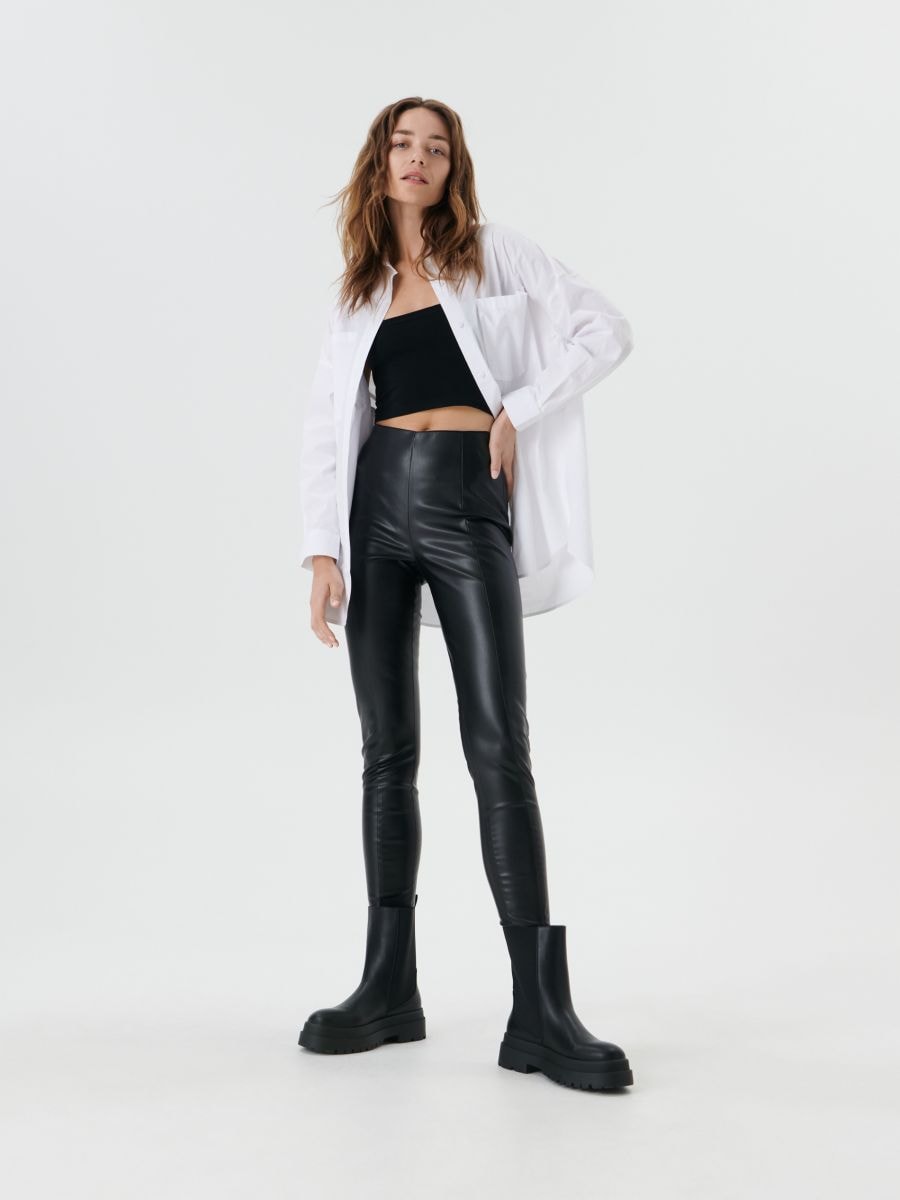 Faux leather trousers, SINSAY, 2976B-99X