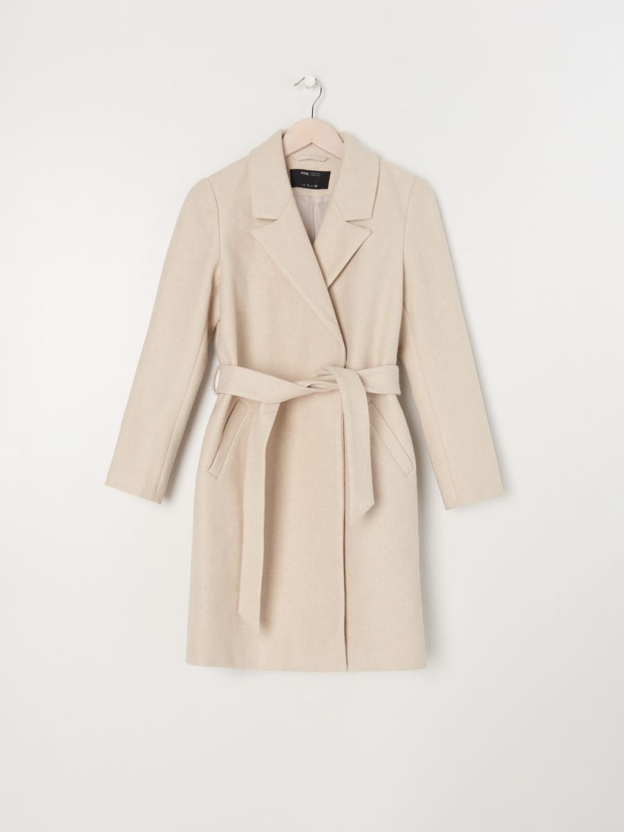 Coat with tie waist belt, SINSAY, 3126F-01X