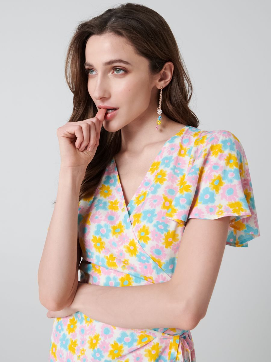 Vestido mini de flores, SINSAY, 5840J-06X