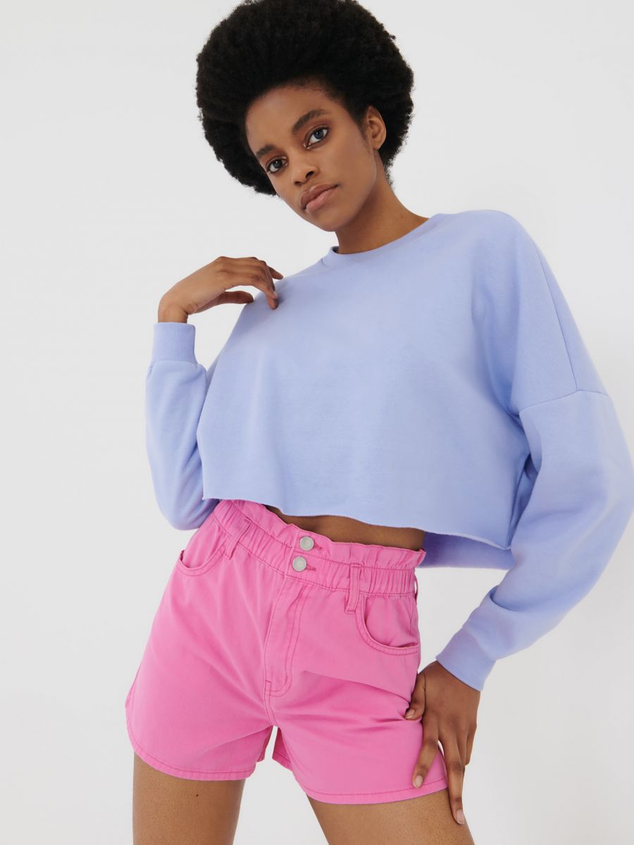 High waisted pink denim shorts Clearance