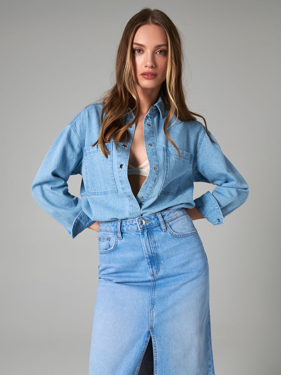 Gonna midi in denim, SINSAY, 6065J-50J