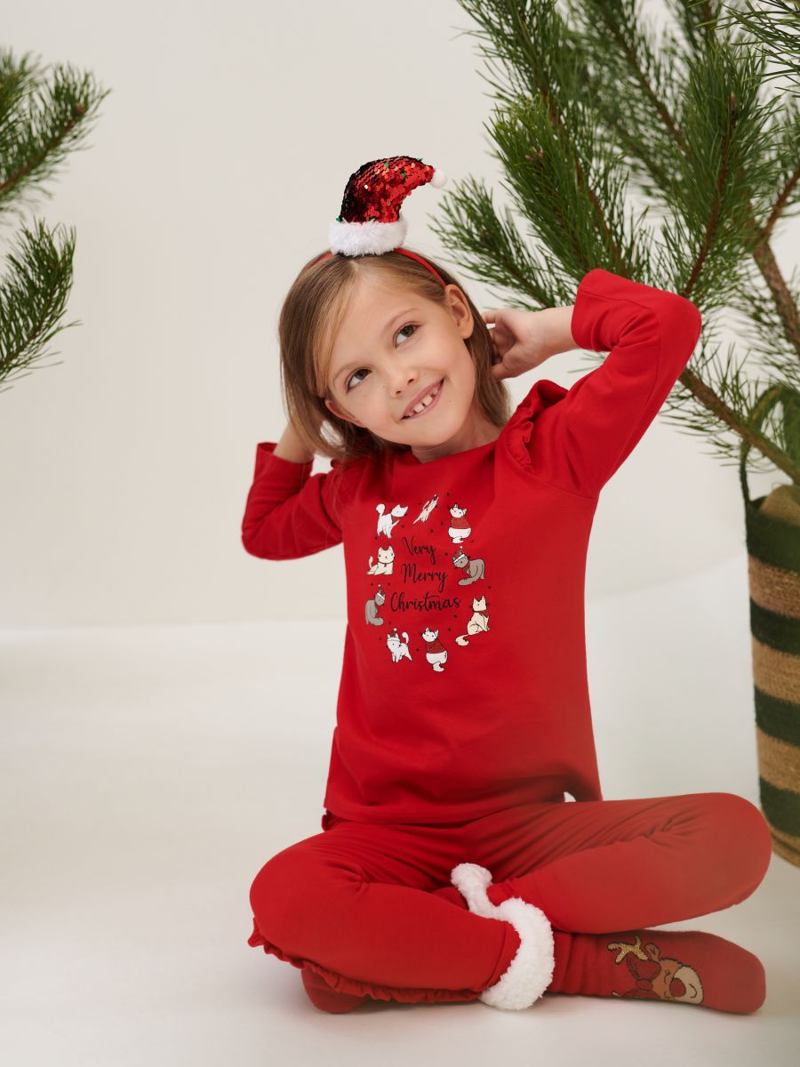 Christmas leggings with ruffles, SINSAY 