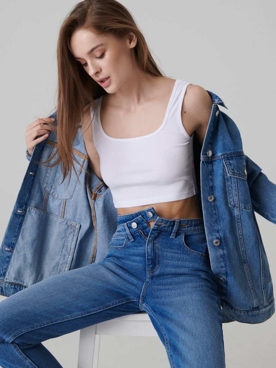 Jeans mom fit a vita alta, SINSAY, 6087J-55J