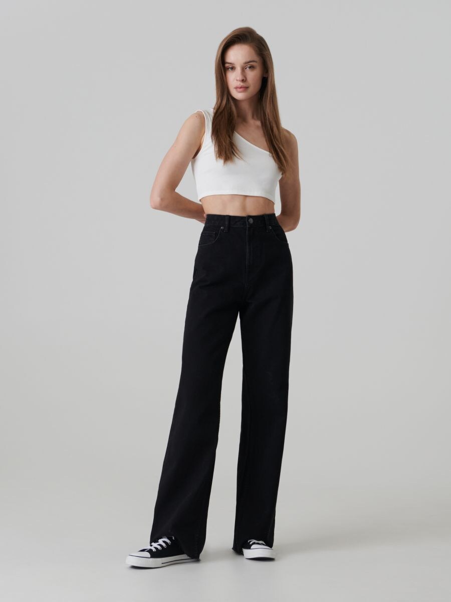 High waist wide leg džinsai, SINSAY 