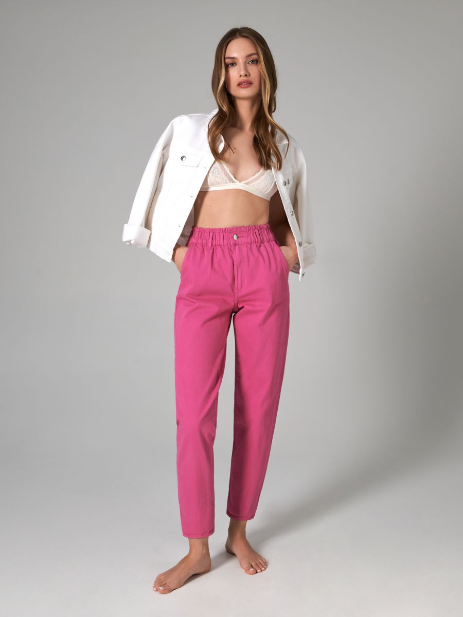 High waist paperbag jeans, SINSAY 