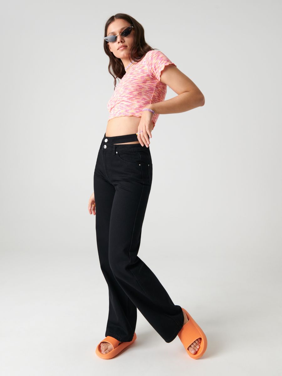 Jeans high waist wide leg, SINSAY, 6168J-99J