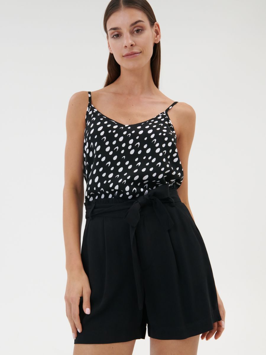 Pantalón paperbag corto high waist, SINSAY, 6965J-99X
