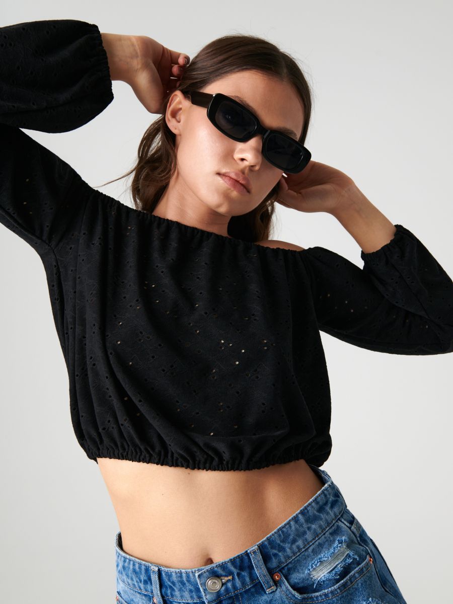 Blusa con spalle scoperte, SINSAY, 7770J-99X