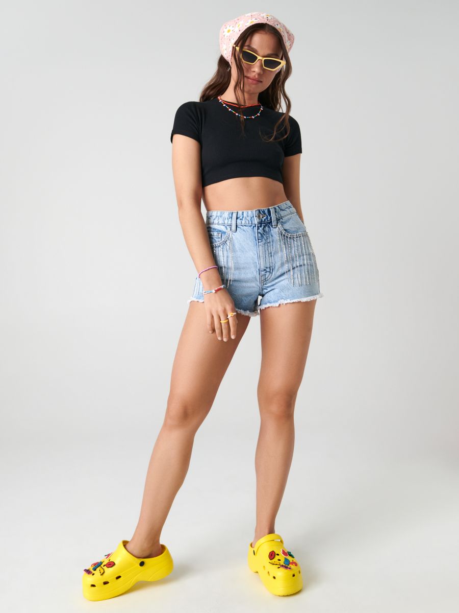 Crop top con allacciatura, SINSAY, 7899J-99X