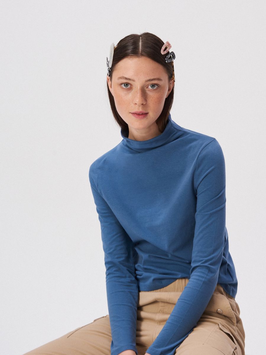 Basic cotton rich mock neck jumper 