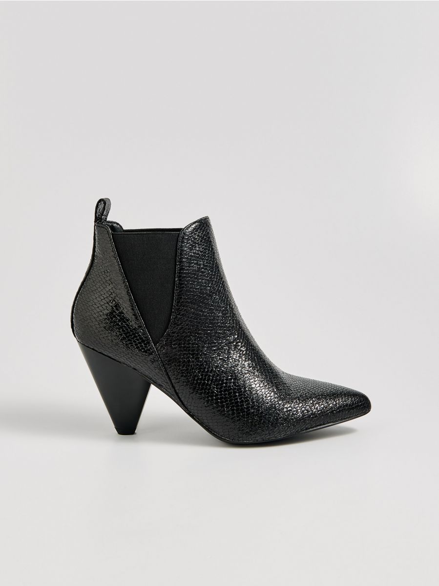 high shine ankle boots