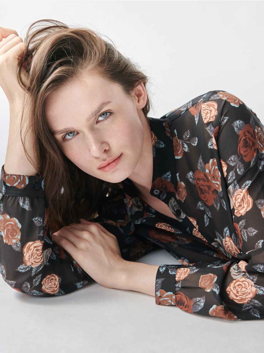 Floral print longline shirt, SINSAY 