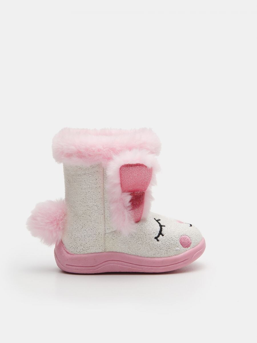 light pink fur boots